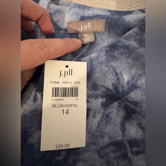 J Jill Blue Linen Hawaiian Tropical Aloha Print 3/4 Sleeve Shift Dress NWT 14 - Picture 9 of 9